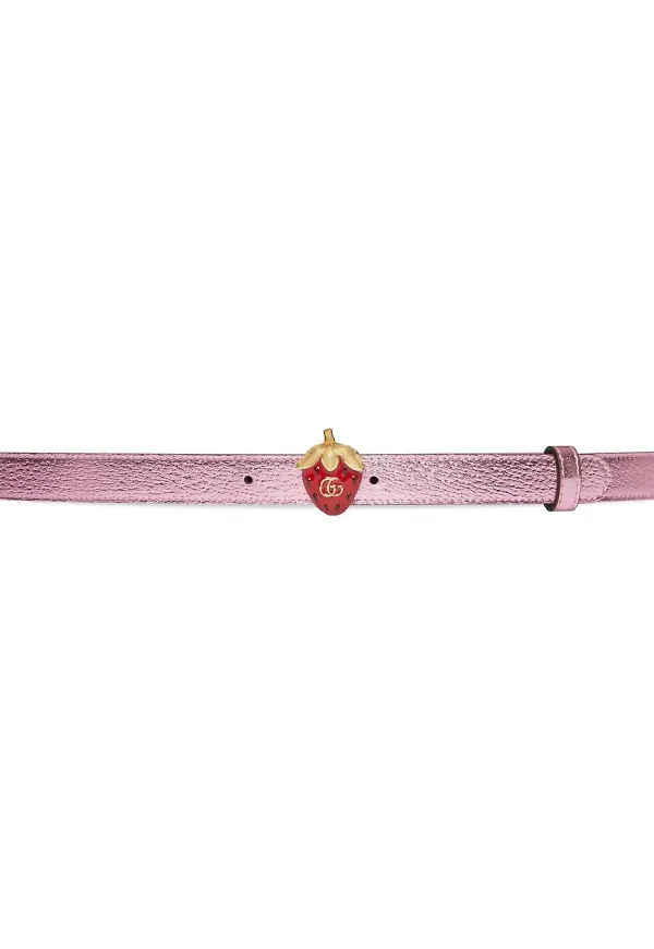Gucci bälte med jordgubbsspänne - Rosa