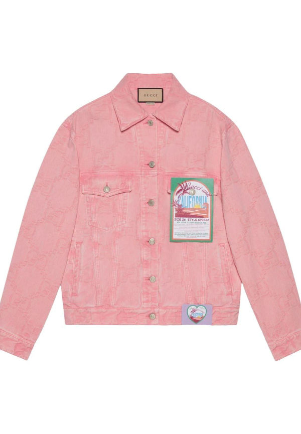 Gucci California GG Supreme mönstrad jeansjacka - Rosa