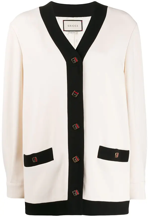 Gucci cardigan med kontrastkant - Vit