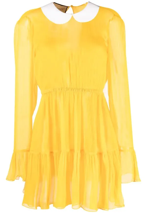 Gucci crepe semi-sheer mini dress - Gul