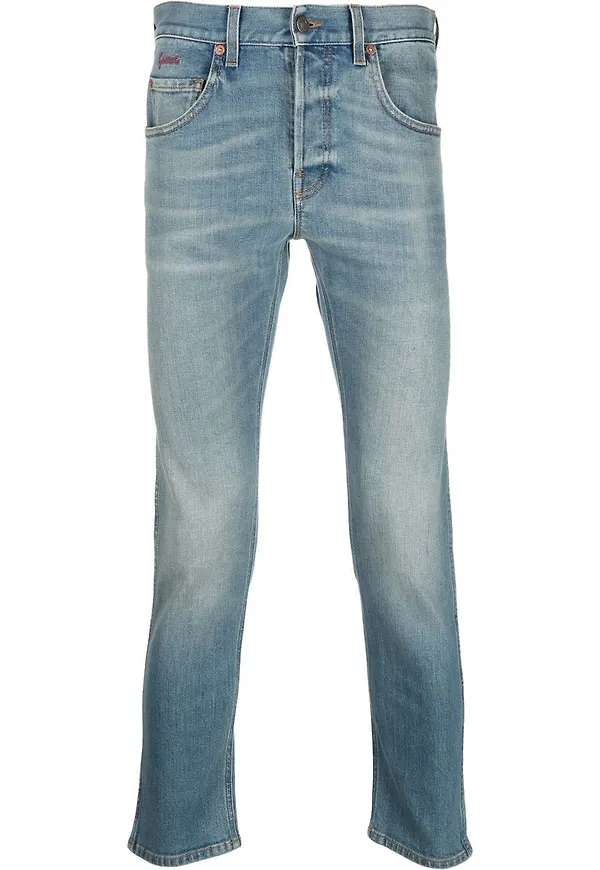 Gucci croppade slim fit-jeans - Blå