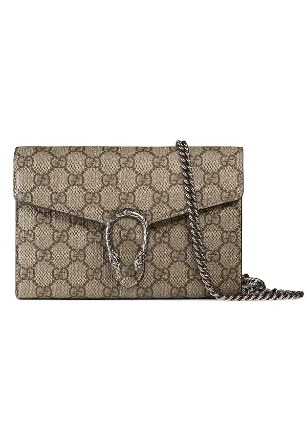 Gucci Dionysus GG Supreme plånbok med kedja - Neutral