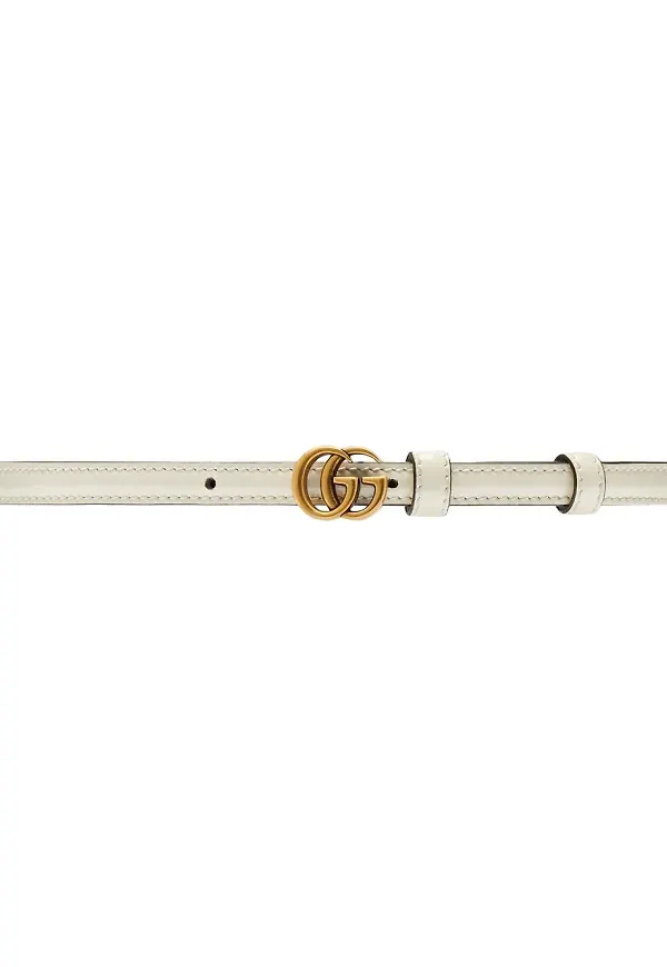 Gucci Double G bälte i lackat läder - Vit