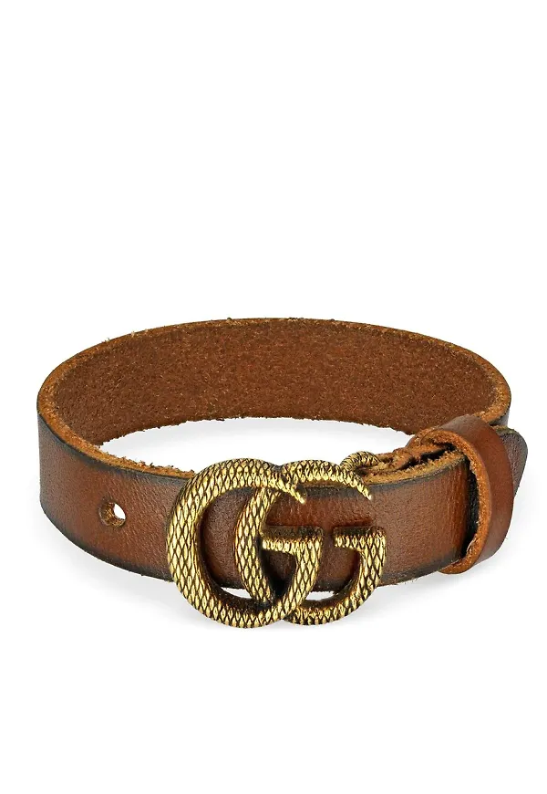 Gucci Double G graverat armband - Brun
