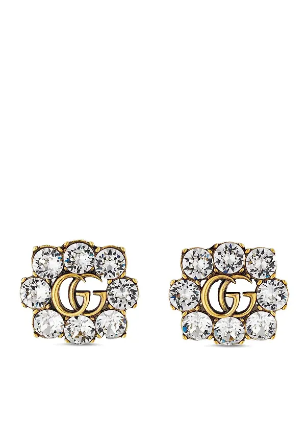 Gucci Double G kristallörhängen - Guldfärgad
