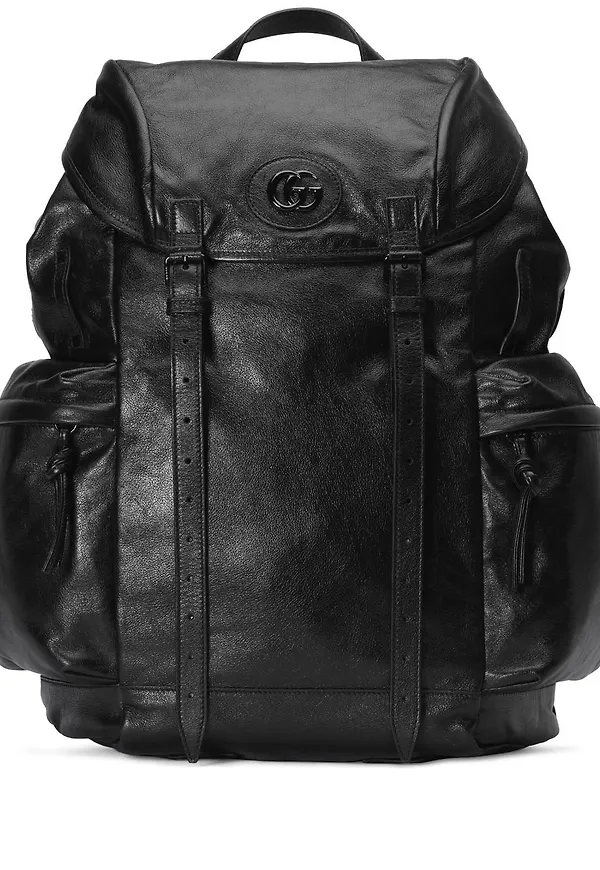 Gucci Double G leather backpack - Svart
