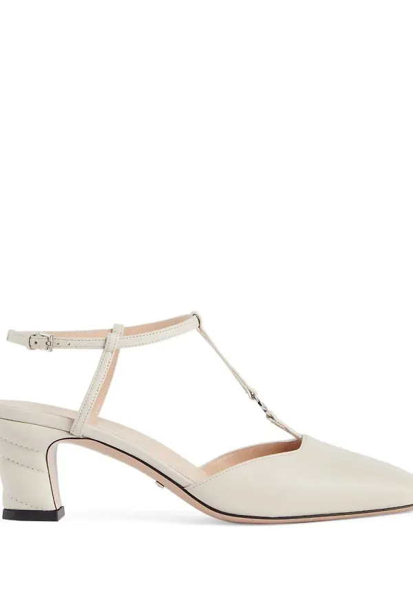 Gucci Double G pumps med t-rem - Vit
