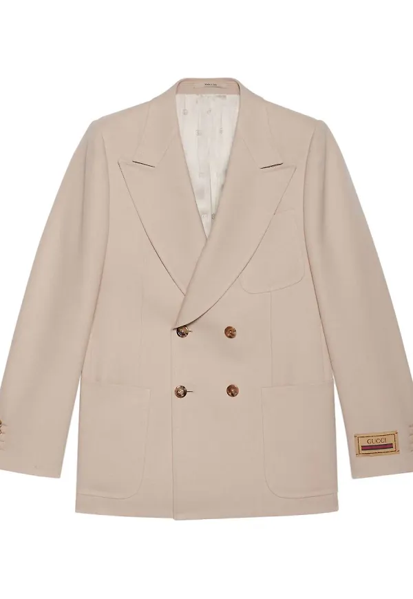 Gucci dubbelknäppt blazer med spetsiga slag - Neutral
