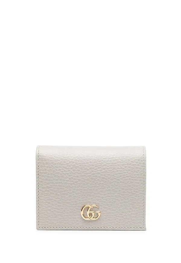 Gucci dubbelvikt läderplånbok med logotypplakett - Grå