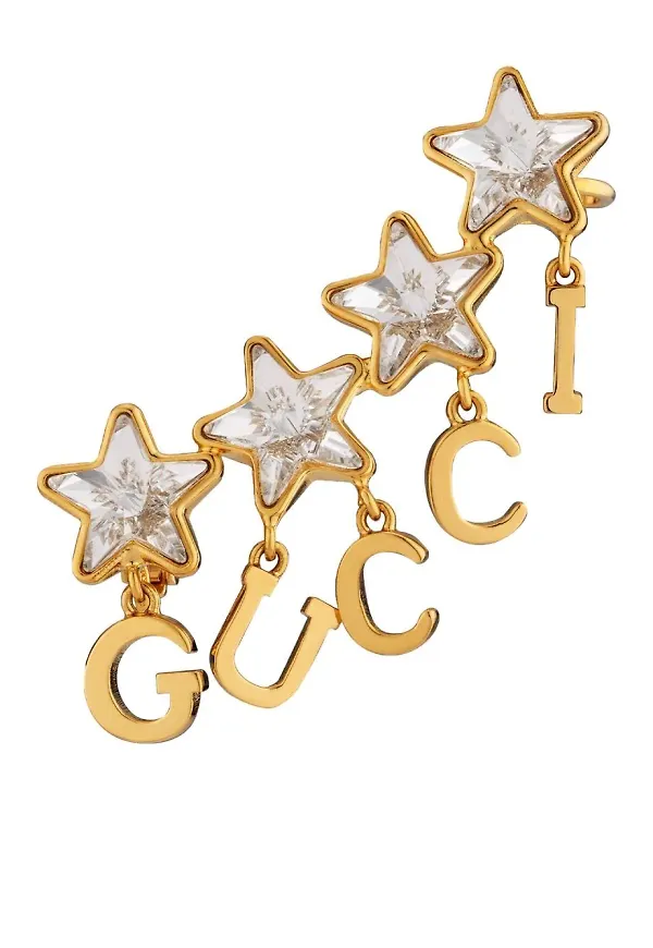 Gucci ear cuff med strass - Guldfärgad