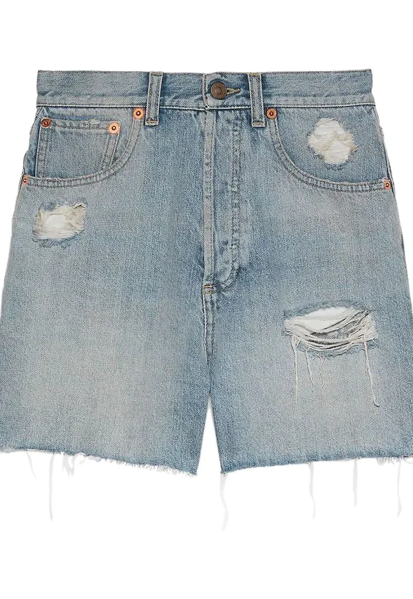 Gucci ekotvättade jeansshorts - Blå