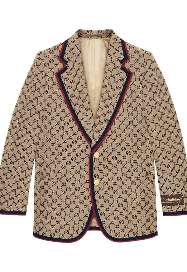 Gucci enkelknäppt blazer med monogram - Neutral