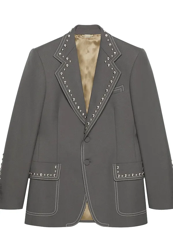 Gucci enkelknäppt blazer med nitar - Grå