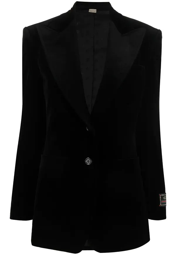Gucci enkelknäppt sammetsblazer - Svart