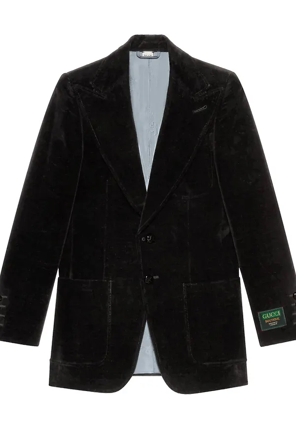 Gucci enkelknäppt sammetsblazer - Svart