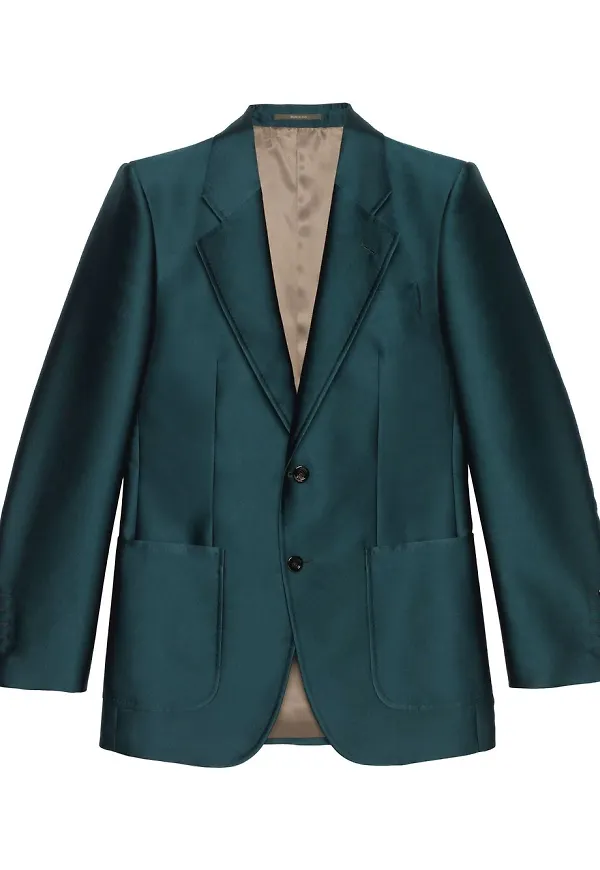 Gucci enkelknäppt satinblazer - Grön