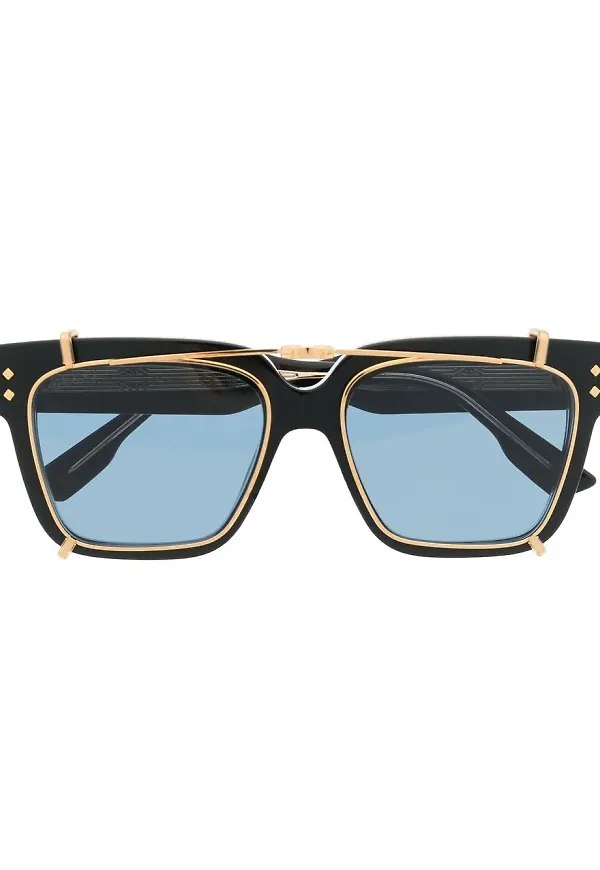 Gucci Eyewear fyrkantiga clip on-solglasögon - Svart