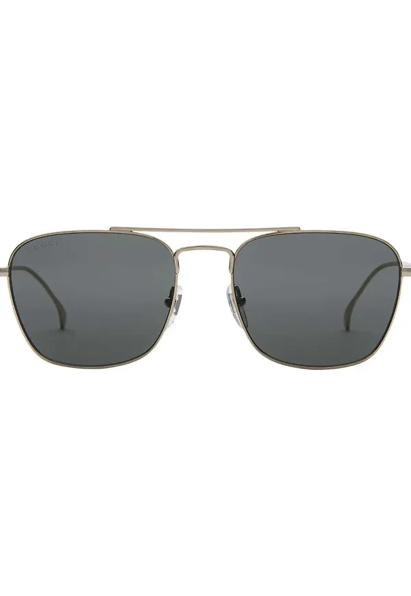 Gucci Eyewear fyrkantiga solglasögon med dubbel näsbrygga - Guldfärgad