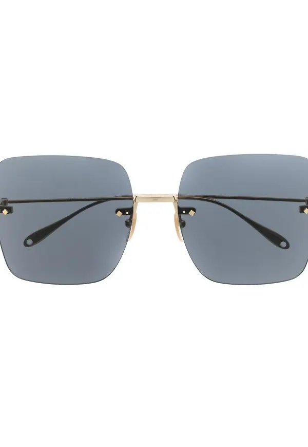 Gucci Eyewear fyrkantiga solglasögon utan bågar - Guldfärgad