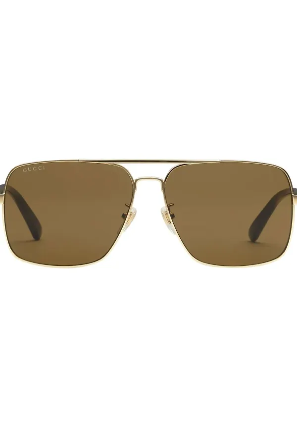 Gucci Eyewear Navigator solglasögon med dubbel näsbrygga - Guldfärgad