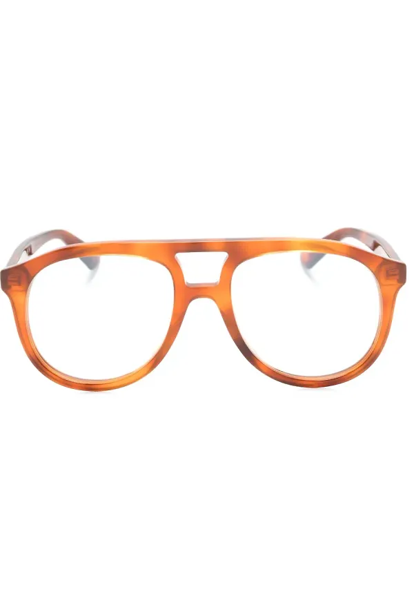 Gucci Eyewear pilotglasögon med logotypplakett - Brun