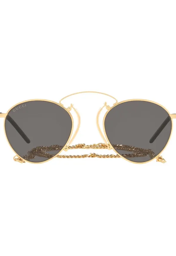 Gucci Eyewear runda solglasögon - Guldfärgad