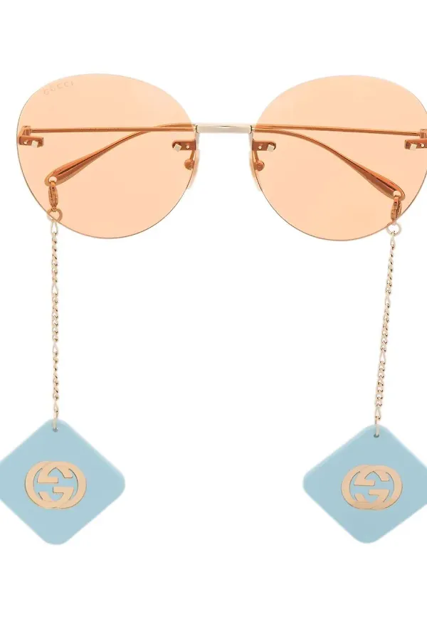 Gucci Eyewear runda solglasögon - Guldfärgad