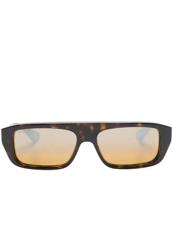 Gucci Eyewear sköldpaddsfärgade rektangulära solglasögon - Brun