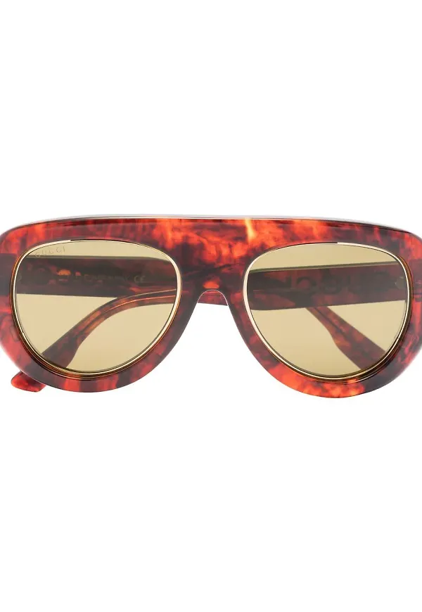 Gucci Eyewear sköldpaddsfärgade pilotsolglasögon - Brun