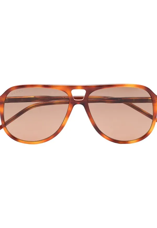 Gucci Eyewear sköldpaddsfärgade pilotsolglasögon - Brun