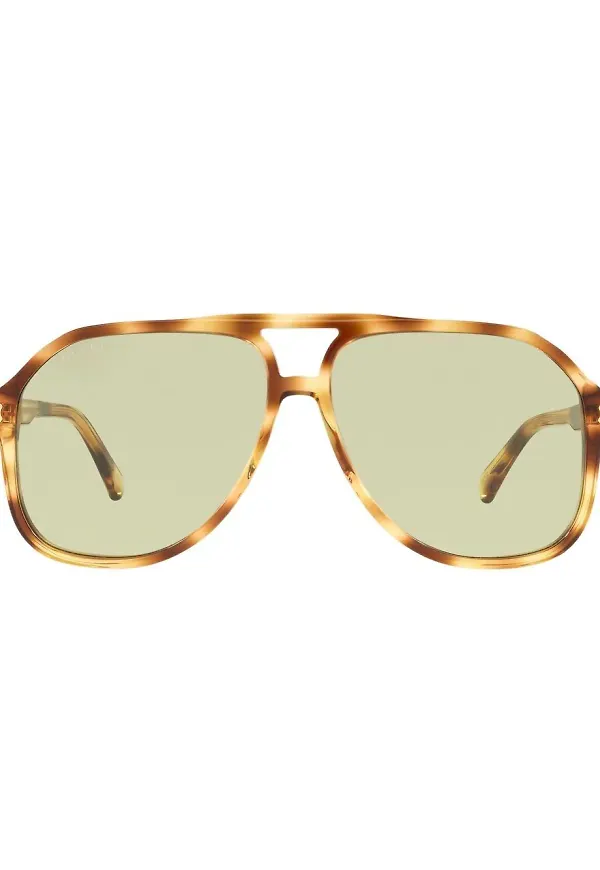 Gucci Eyewear sköldpaddsfärgade pilotsolglasögon - Brun
