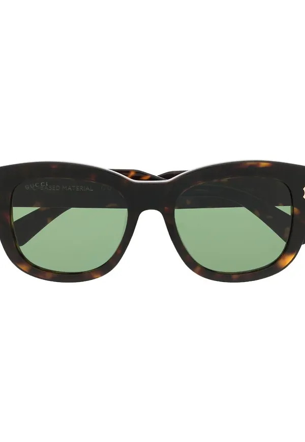 Gucci Eyewear sköldpaddsfärgade rektangulära solglasögon - Brun