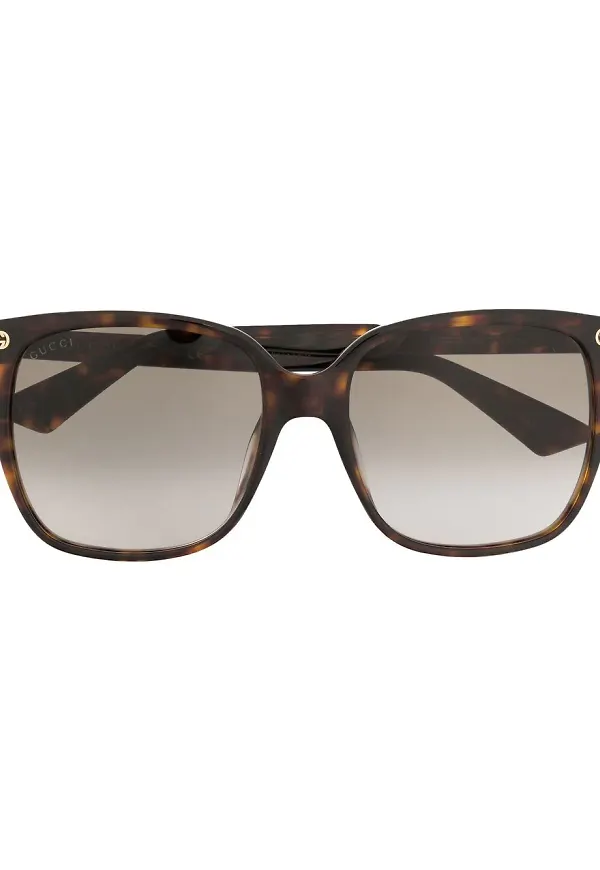 Gucci Eyewear sköldpaddsmönstrade fyrkantiga solglasögon - Brun