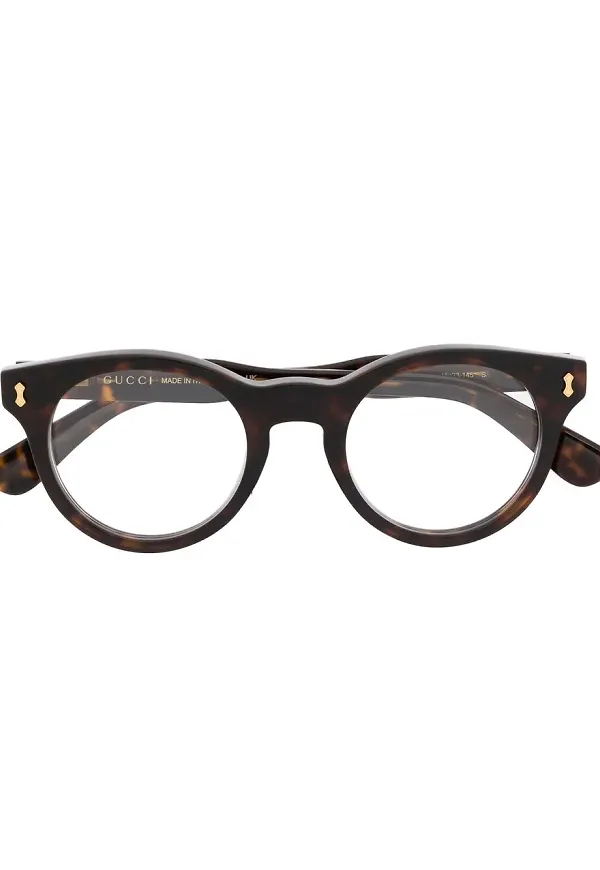Gucci Eyewear sköldpaddsmönstrade runda glasögon - Brun