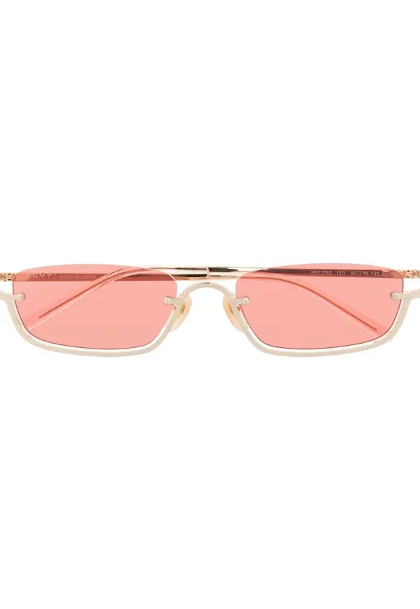 Gucci Eyewear smala rektangulära solglasögon - Guldfärgad