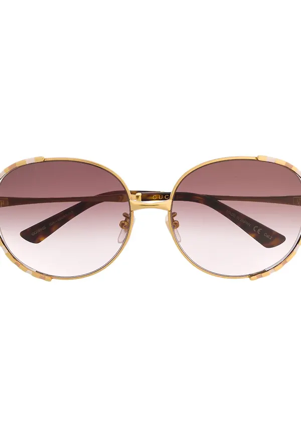 Gucci Eyewear solglasögon med randiga bågar - Guldfärgad
