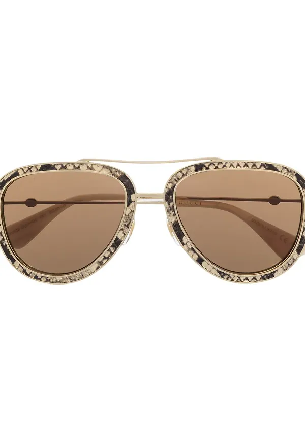 Gucci Eyewear tonade solglasögon med ormskinnseffekt - Guldfärgad