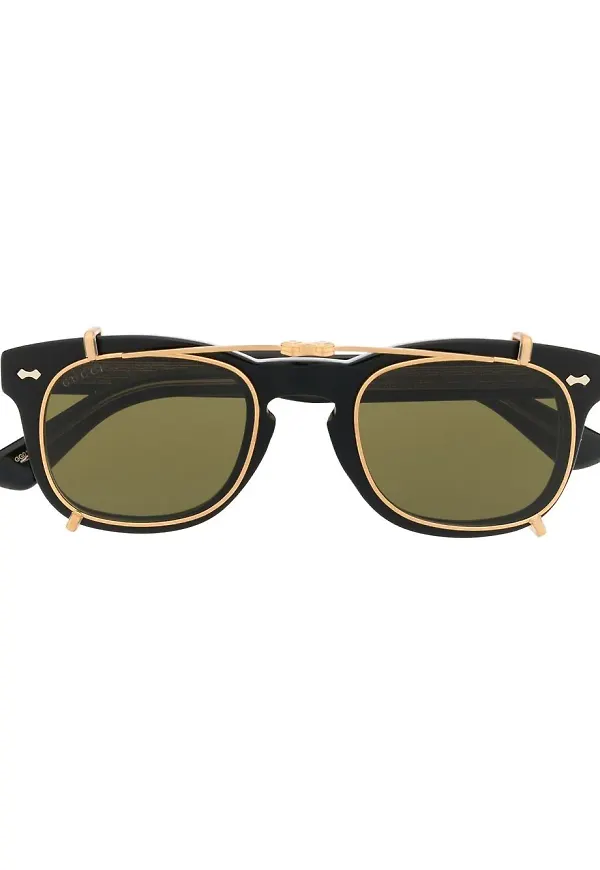 Gucci Eyewear wayfarer clip on-solglasögon - Svart