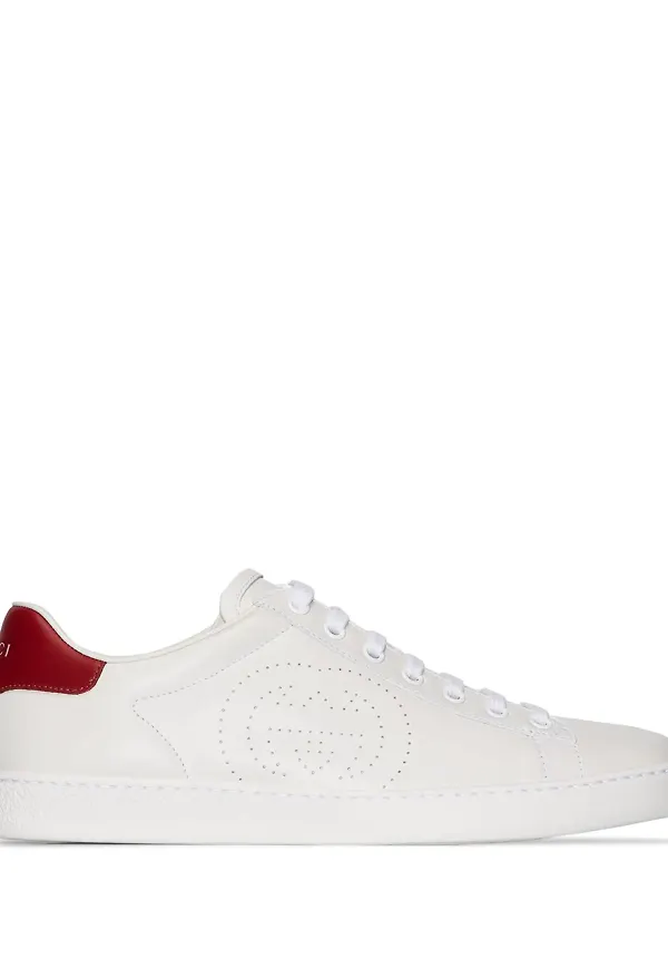 Gucci Falcon perforerade skinnsneakers - Vit