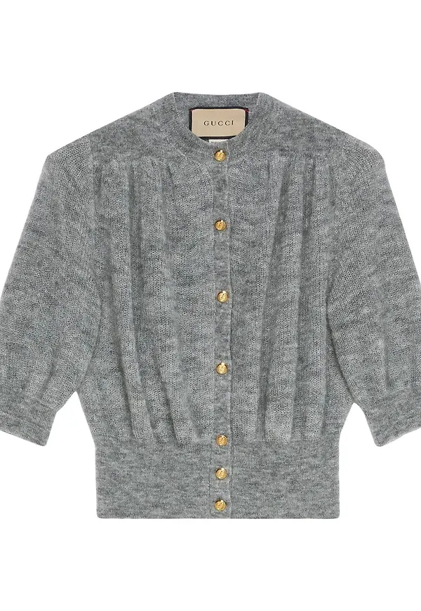 Gucci finstickad cardigan i mohair - Grå