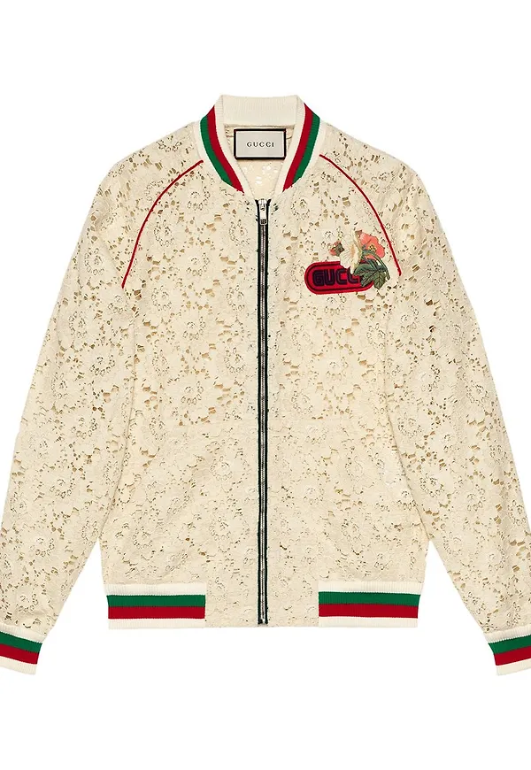 Gucci Flower spets bomberjacka - Vit