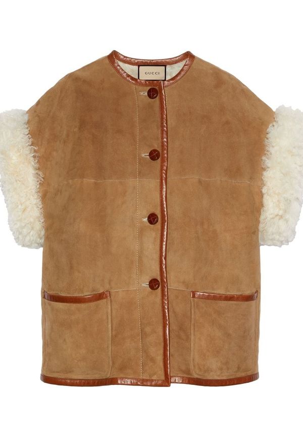 Gucci fårskinnsfodrad väst - Brun