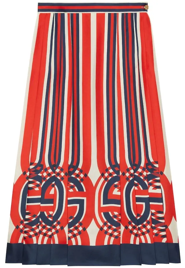 Gucci G optisk sidenkjol - Röd