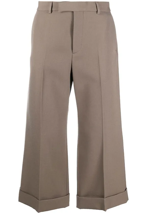 Gucci gabardine cropped trousers - Brun