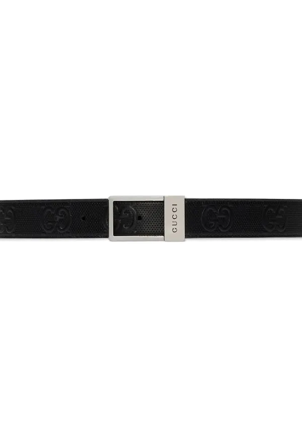 Gucci GG-präglat läderbälte - Svart