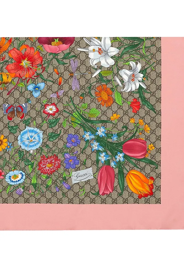Gucci GG Flora sidensjal - Neutral