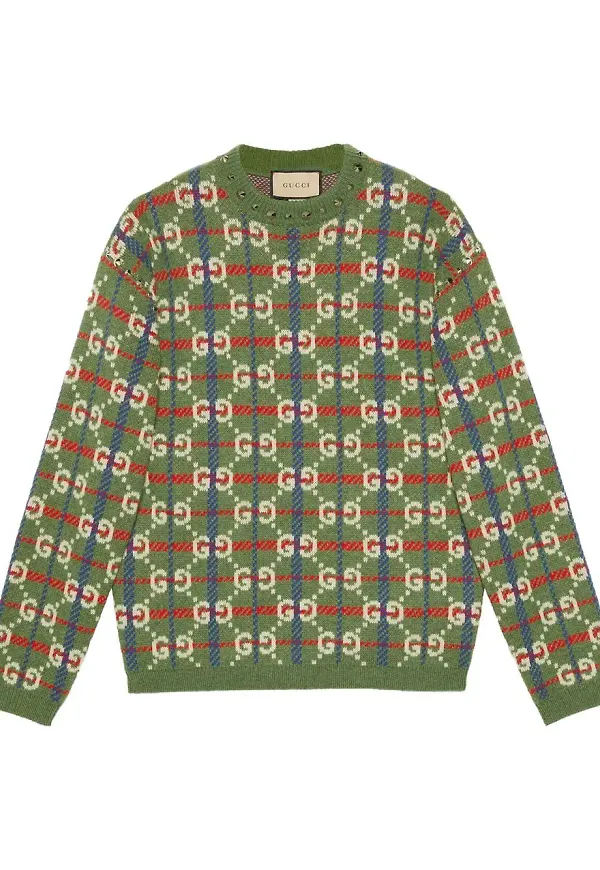 Gucci GG intarsiastickad tröja - Grön