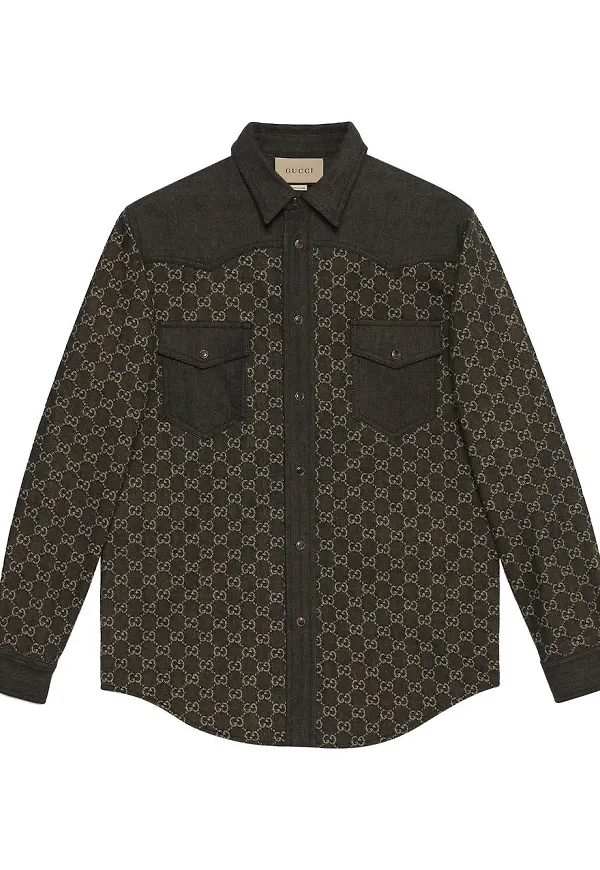 Gucci GG jeansskjorta i jacquard - Svart