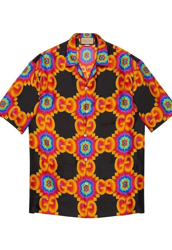 Gucci GG Kaleidoscope sidenskjorta - Svart