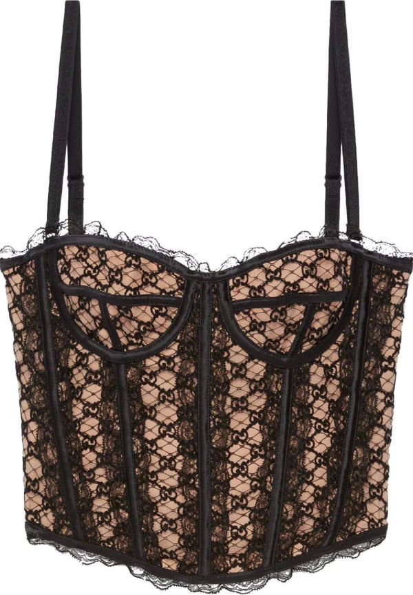 Gucci GG korsettopp i mesh - Svart